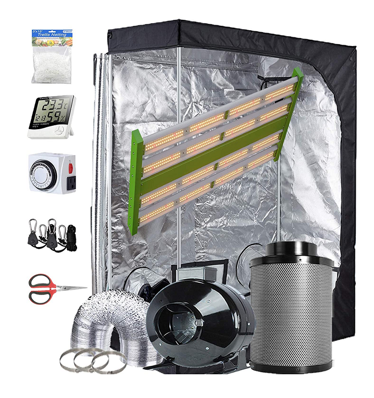 LED C 200W 60"X32"X80" Grow Tent Kit+6" Carbon Filter