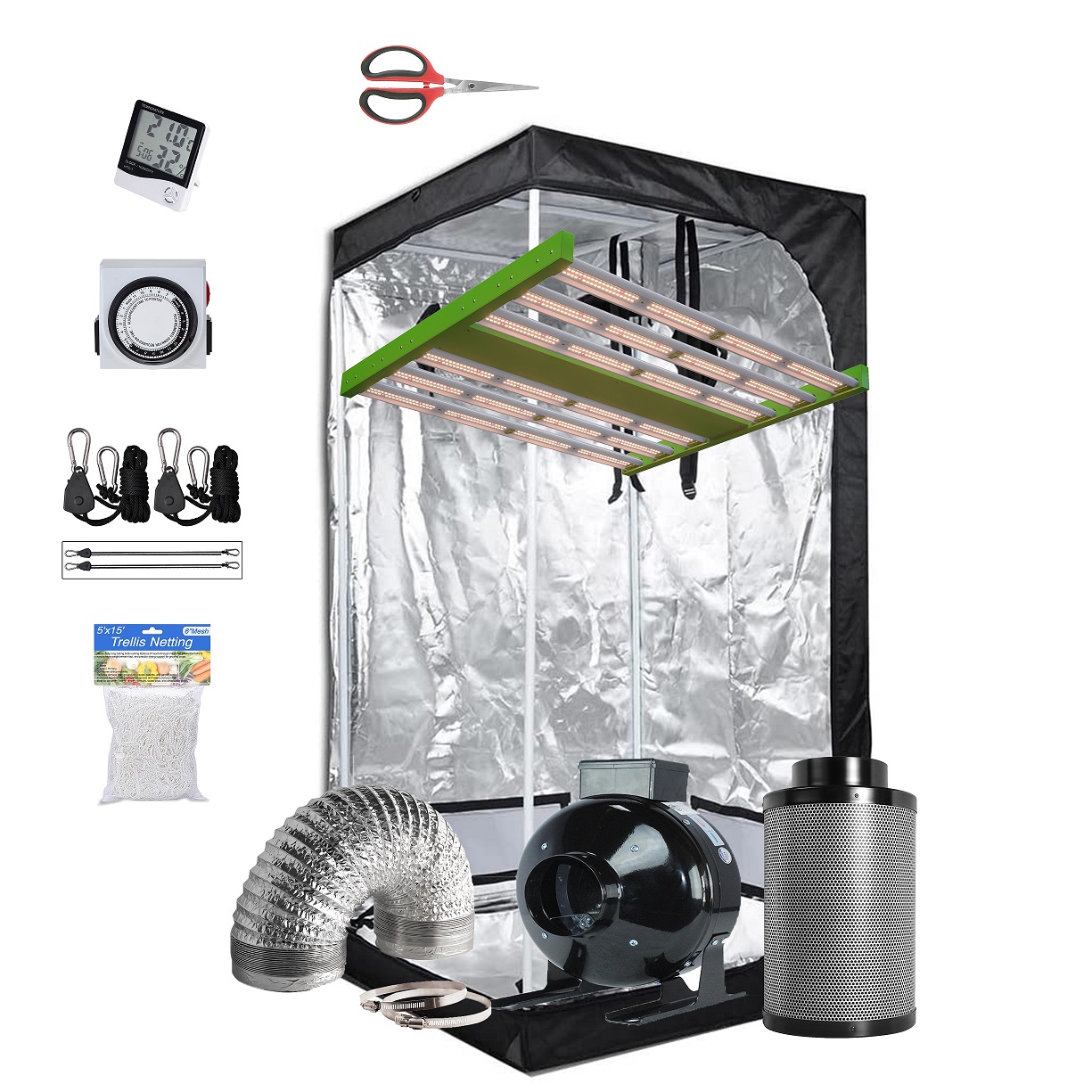 LED C 300W 36"X36"X72" Grow Tent Kit+4" Carbon Filter