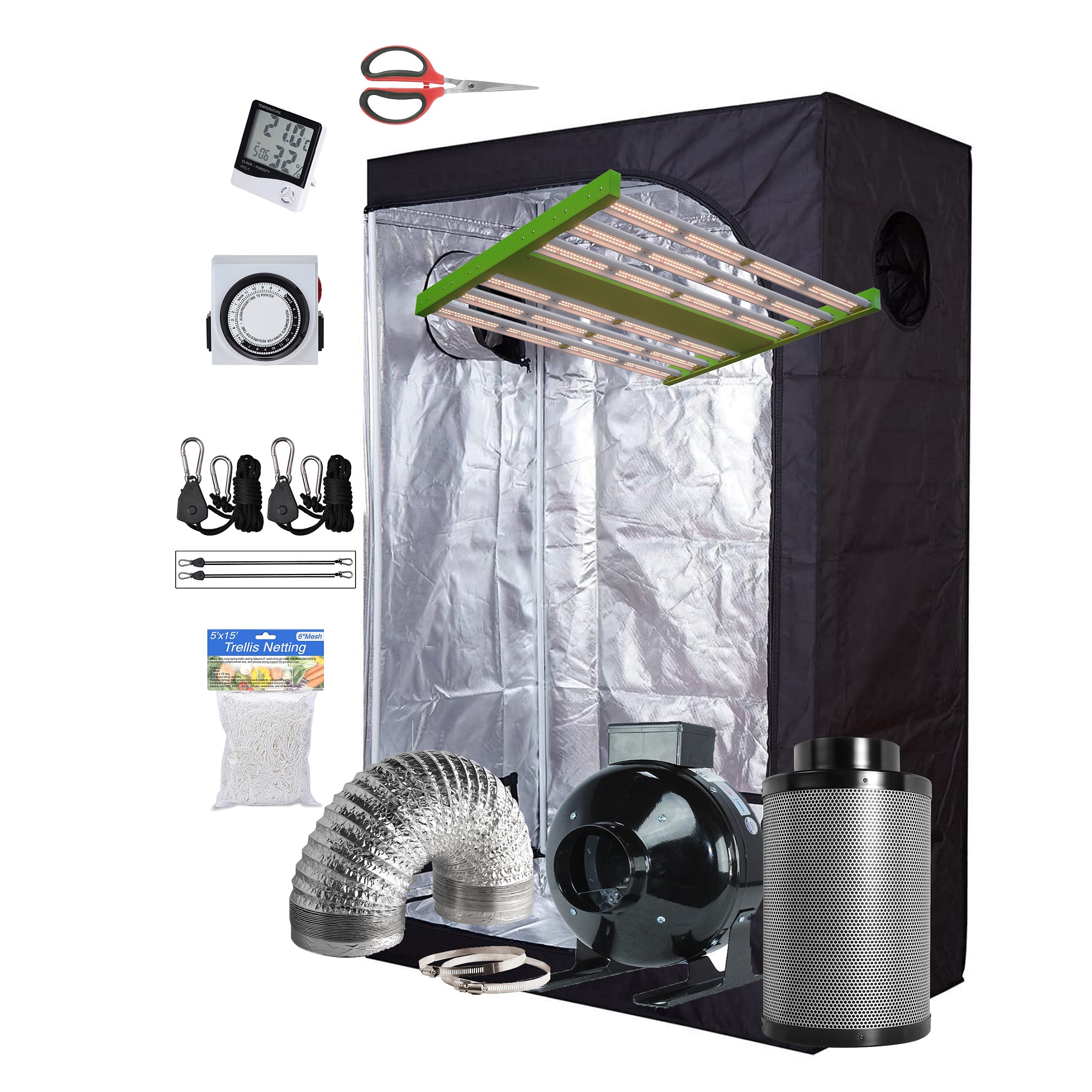 LED C 300W 48"X24"X72" Grow Tent Kit+4" Carbon Filter