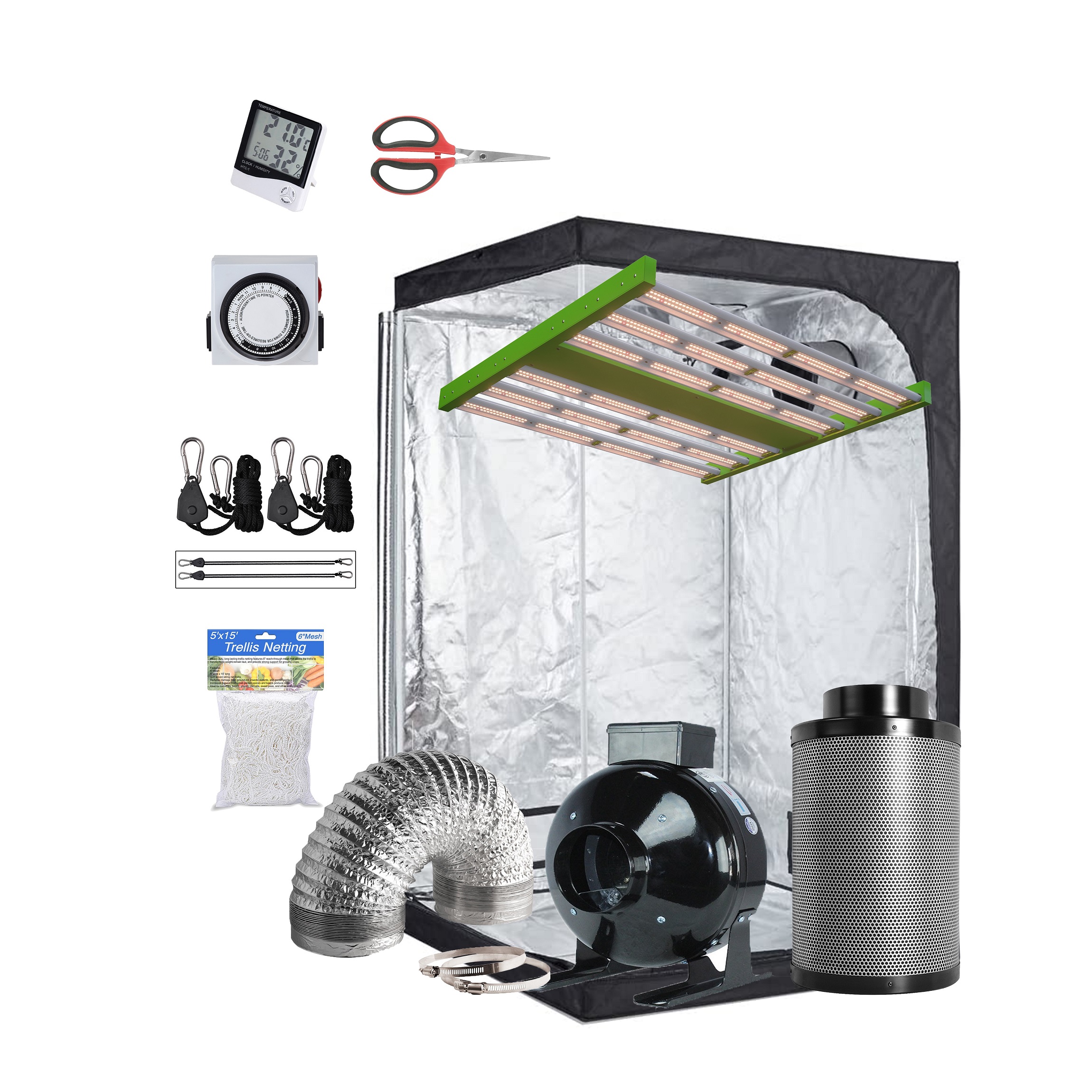 LED C 300W 48"X48"X80" Grow Tent Kit+6" Carbon Filter